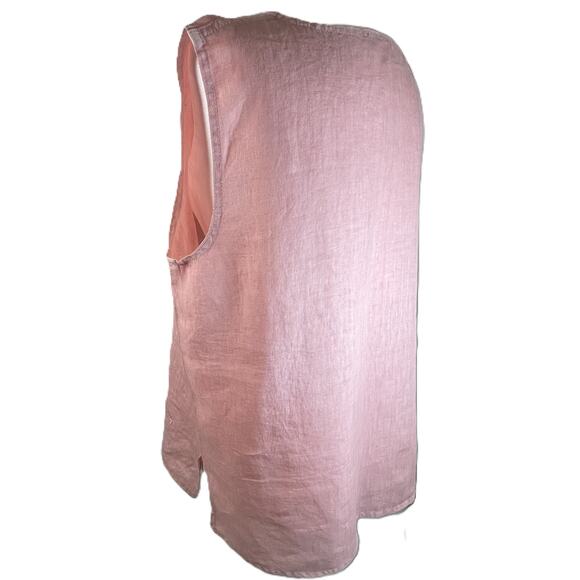 Linen Hemp Sleeveless Top Pink Embroidery Cottagecore Artsy Japanese M/L - Picture 4 of 14